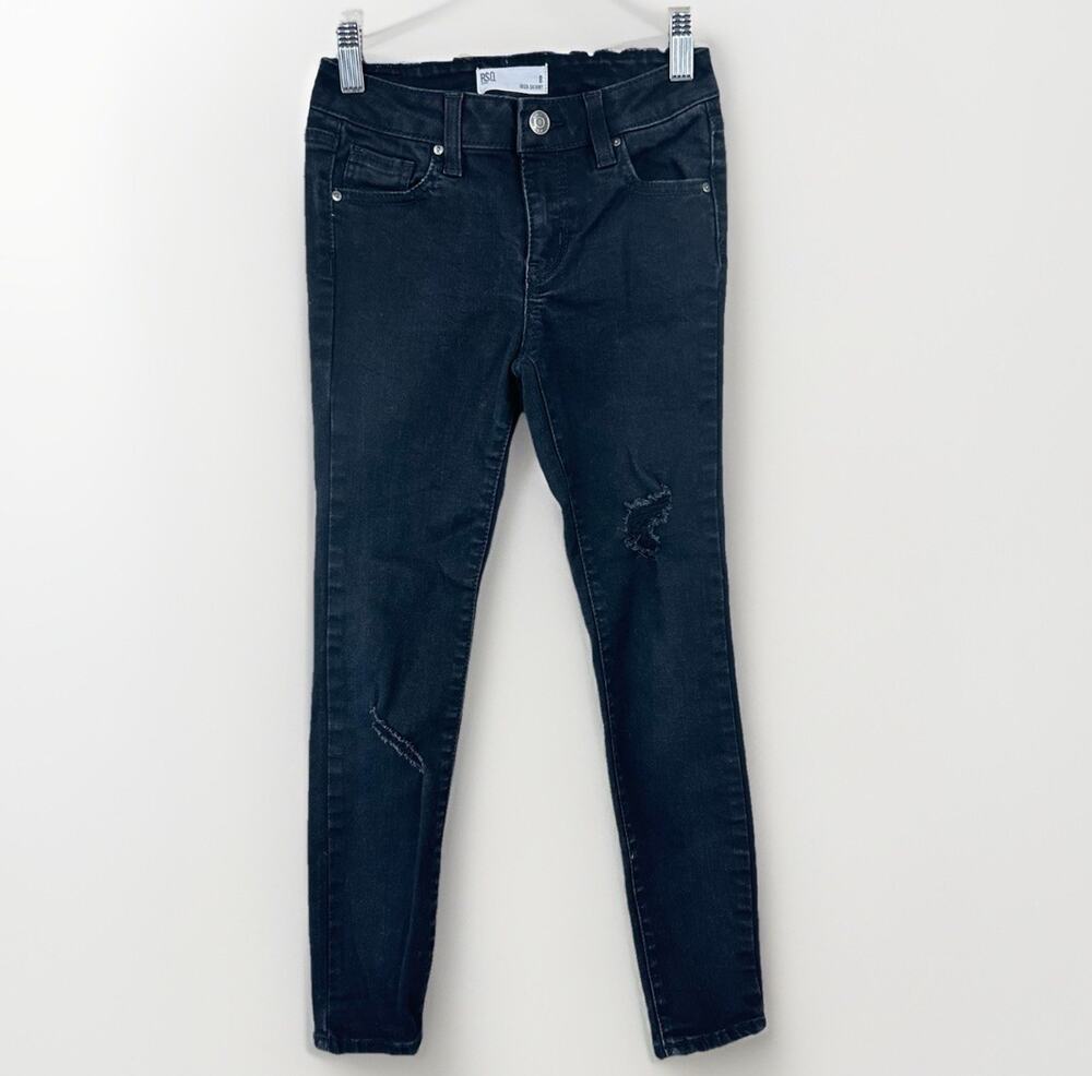 RSQ Girls Jeans Ibiza Skinny Black Denim Size 8
